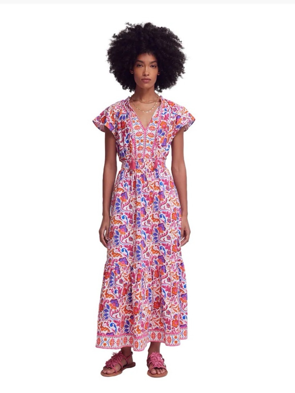 Boden Pink Orange Blue Floral Paisley Maxi Dress NWT - Picture 5 of 5